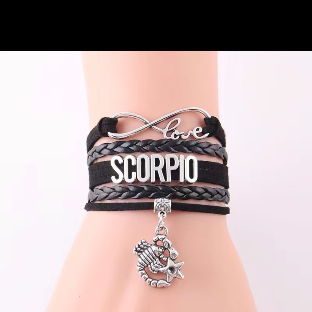 Scorpio Zodiac Sign Leather Bracelet